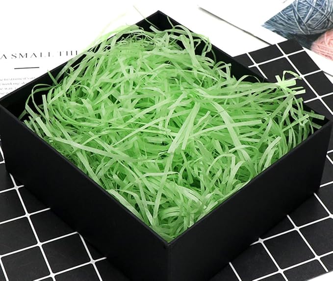 Raffia Paper Shreds, 100g Shredded Paper for Gift Box, Crinkle Cut Paper Shred Filler for Gift Wrapping & Basket Filling(Green)