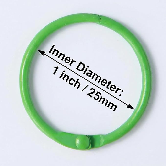 20 Pack 1 Inch Binder Rings, 2 Assorted Colors Loose Leaf Book Rings, Nickel Plated Metal Rings for Flash Cards, Index Cards, Key Rings, School Office Supplies (Green & Gray)