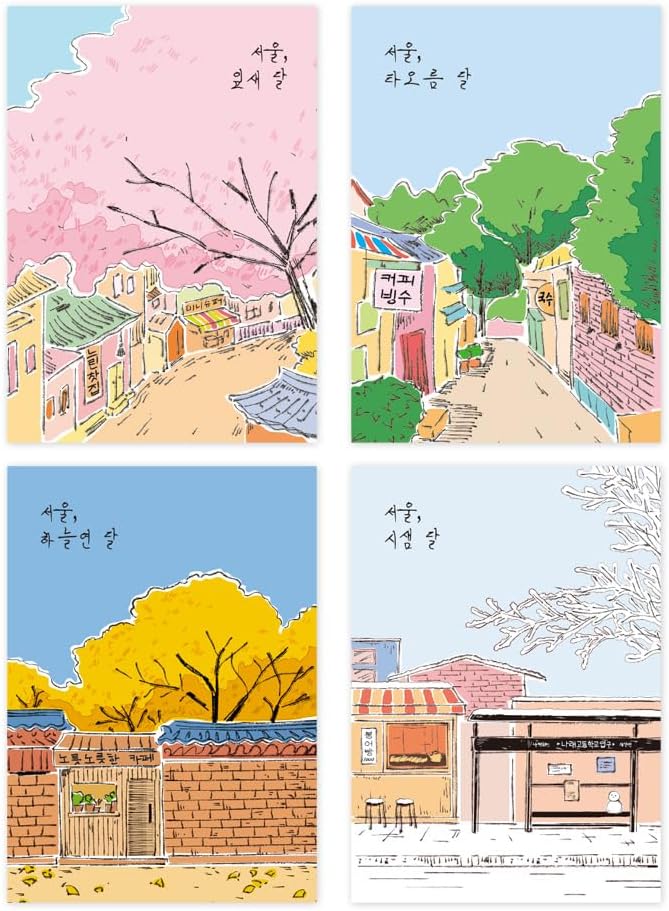 Monolike Stitch Mini Line Note Seoul-Four Seasons 4p SET