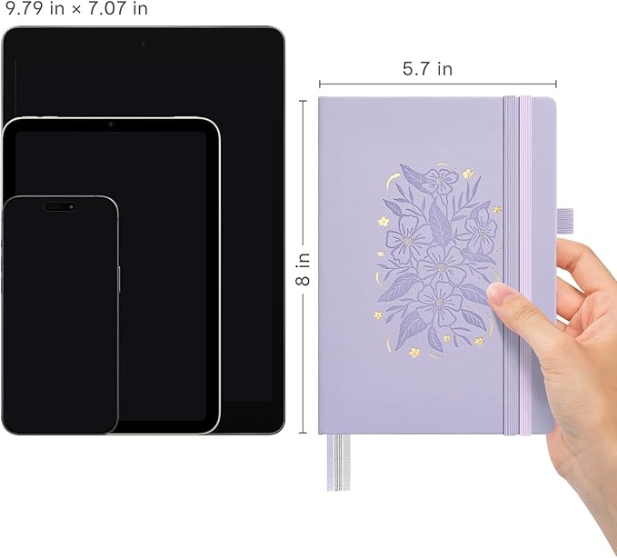 &And Per Se 365 Page Journal – A5 Hardcover Lined Notebook, One Book for the Whole Year, 100gsm Thick Paper, Numbered Pages & 3 Bookmarks, Annual Diary for Daily Writing (Lavender)