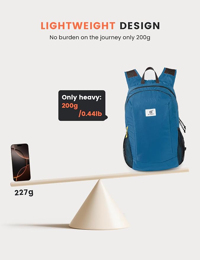 SKYSPER Hiking Backpack Ultralight Packable RFID Travel Daypack Small Nylon Stuff Pack 16L Outdoor Bag for Women Men