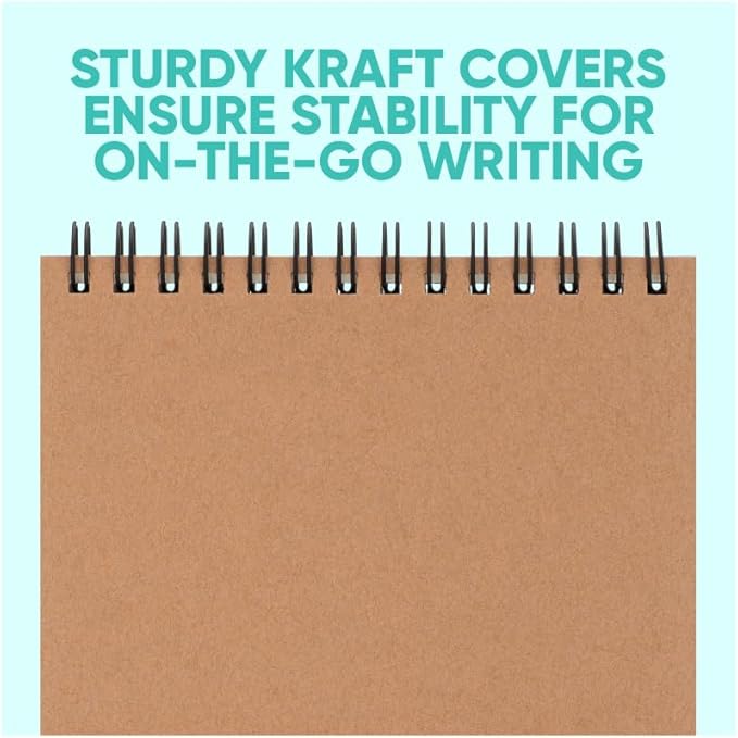 K-Kraft Steno Notebooks Kraft Paper Covers (Four 5 x 7 Notepads) 80 sheets each
