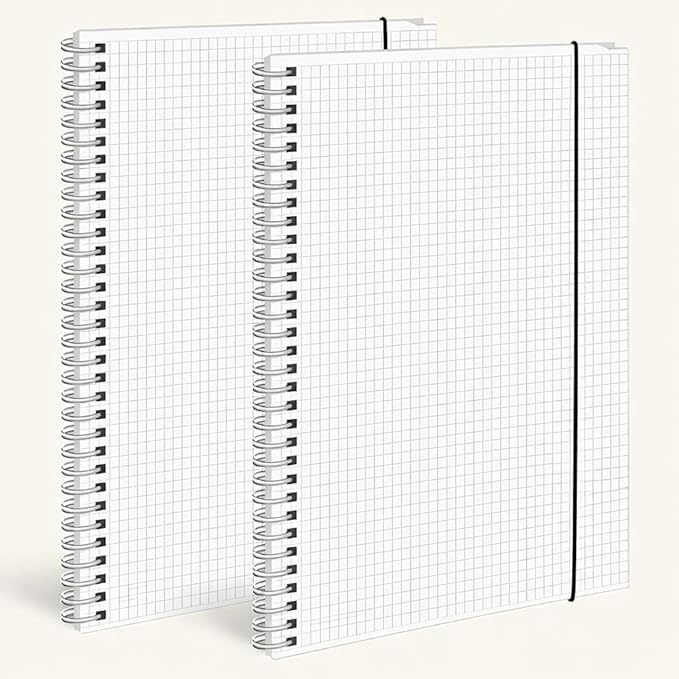 BESARME 2PCS 80 Sheets Large Graph Paper Spiral Notebook 8.5" × 11", A4 Graph Paper Notebook College Ruled Spiral Notebooks for School Office