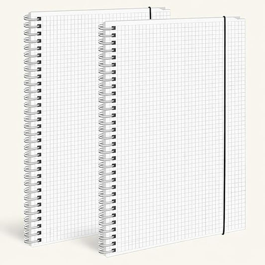 BESARME 2PCS 80 Sheets Large Graph Paper Spiral Notebook 8.5" × 11", A4 Graph Paper Notebook College Ruled Spiral Notebooks for School Office