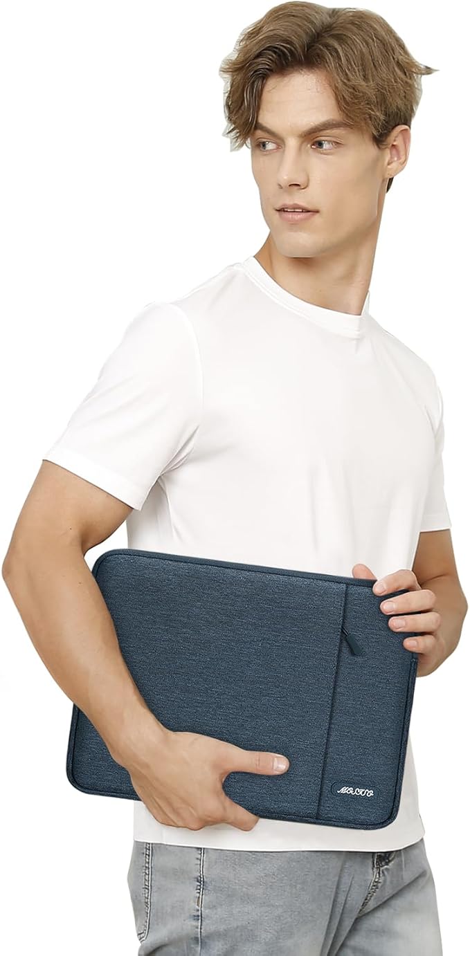 MOSISO Laptop Case 15 inch, 15 inch Laptop Sleeve Compatible with MacBook Air M5 A3448 M4 A3241 M3 A3114 M2 A2941 2026-2023, Dell XPS, Polyester Vertical Computer Sleeve Bag with Pocket, Haze Blue