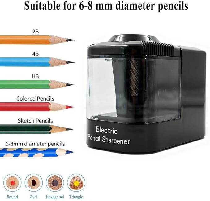 Heavy Duty Electric Pencil Sharpener, USB and Battery Powered, Best for Kids Students and Personal Use in Office School and Home by JinZeFa