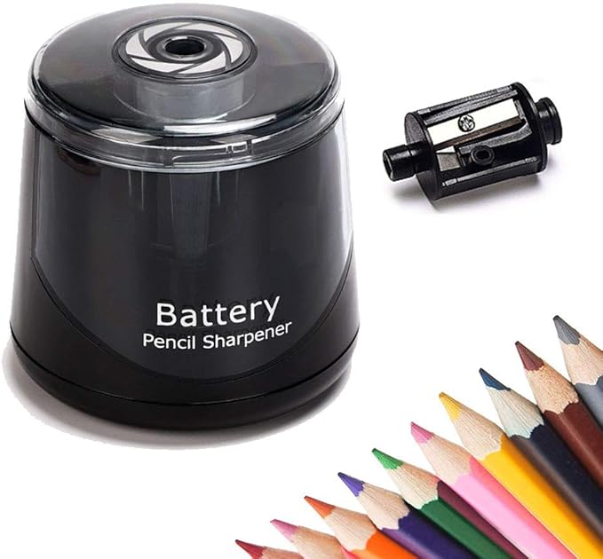 Electric Pencil Sharpener, Battery Operated for Kids Artists Adults, Automatic Sharpen for 2B/HB/Colored Pencils, Portable for Classroom Office Home