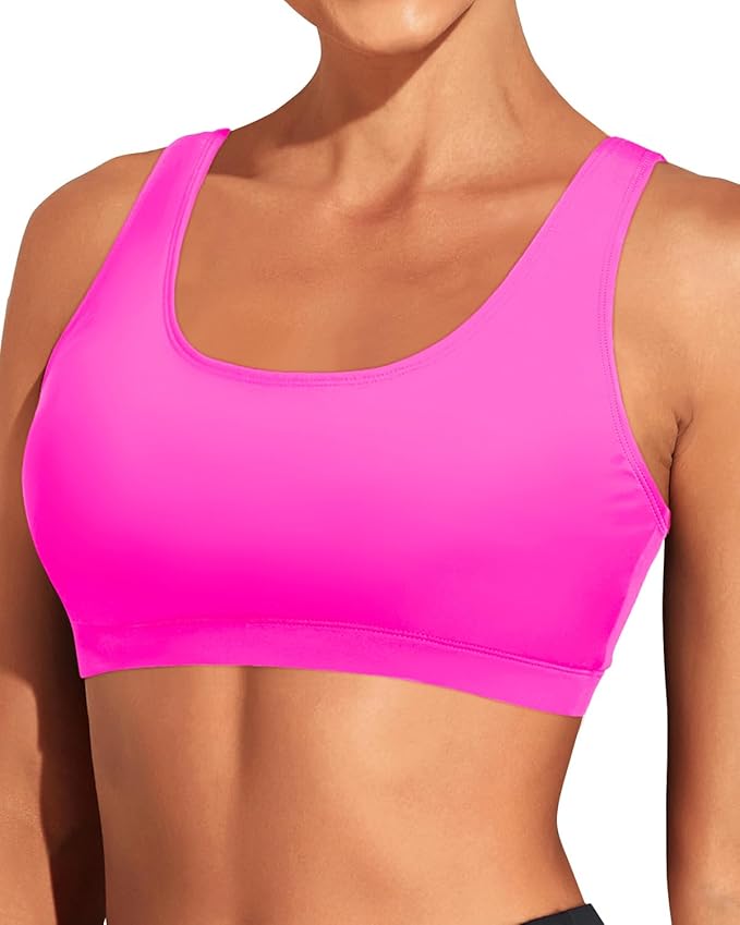 Tempt Me Women Sports Bra Bikini Top Push Up Scoop Neck Bathing Suits Top Padded Swim Crop Tops Only