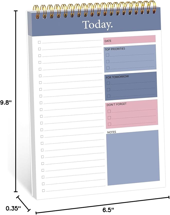 GOLDPEI To Do List Notepad - Daily Planner Notepad Undated 52 Sheets Tear Off, 6.5" x 9.8" Checklist Productivity Organizer with Hourly Schedule for Tasks