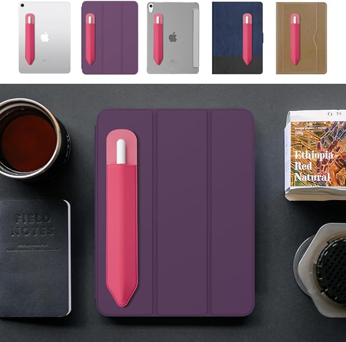 MoKo Pencil Holder Sticker Fit Apple Pencil Pro,Apple Pencil (USB-C),Apple Pencil 1st/2nd Generation,Elastic Pencil Pocket Pouch Adhesive Sleeve Attached to iPad Case for Stylus Pens, Watermelon Red
