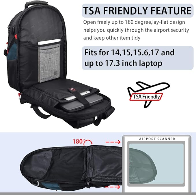 NUBILY Laptop Backpack 17 Inch Waterproof Extra Large TSA Travel Backpack Anti Theft College Business Mens Backpacks with USB Charging Port 17.3 Gaming Computer Backpack for Women Men Blue 35.45L