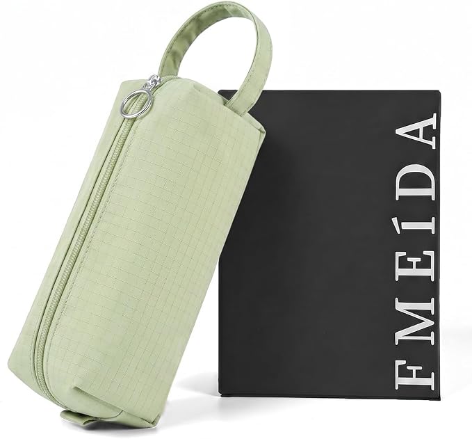 Fmeida Simple Pencil Case Pouch, Office Supplies Gift for Men Women, Green | Eco-Friendly Fabric, Gift Box, Water-Resistant, Inner pocket, Carry handle, for Coworkers Writers Teachers Designers