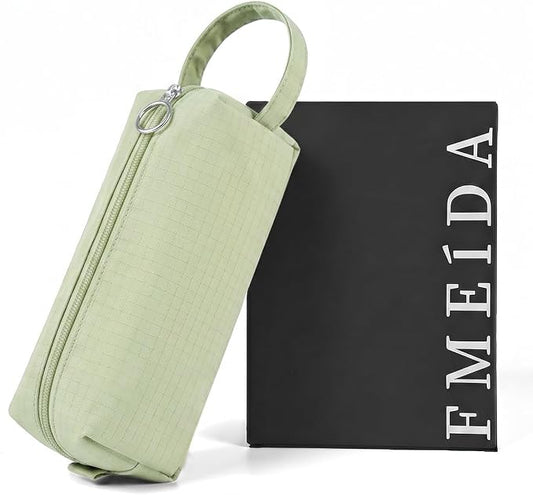 Fmeida Simple Pencil Case Pouch, Office Supplies Gift for Men Women, Green | Eco-Friendly Fabric, Gift Box, Water-Resistant, Inner pocket, Carry handle, for Coworkers Writers Teachers Designers