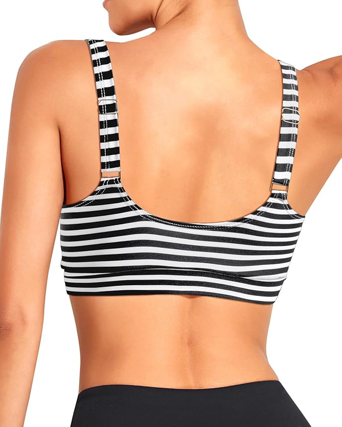 Tempt Me Women Sports Bra Bikini Tops Scoop Neck Bathing Suits Top Padded Swim Crop Tops Only