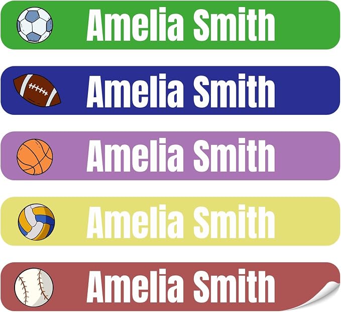 100 Pcs Personalized Name Labels for School Supplies Custom Waterproof Name Stickers Customized Daycare Water Bottles Pencil Labels(Sports)
