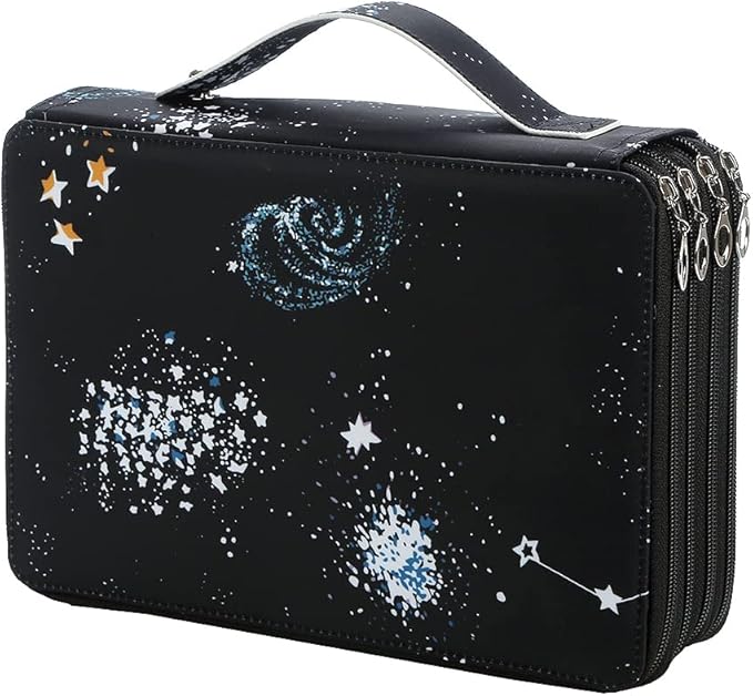 Portable Colored 200 Slots Pencil case Organizer with Printing Pattern for Watercolor Pens or Markers, Pencil Case Organizer for Artist