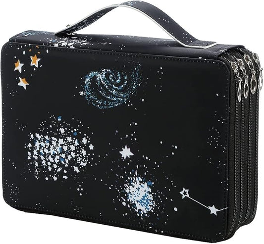 Portable Colored 200 Slots Pencil case Organizer with Printing Pattern for Watercolor Pens or Markers, Pencil Case Organizer for Artist