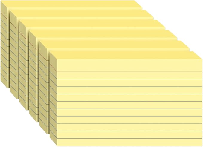 300PCS Index Cards 3 x 5 Inch, Yellow Flash Cards, Lined Flashcards Notecards, Flash Cards for Studying, Ruled Front and Blank Back, Note Cards for Office, Home and School