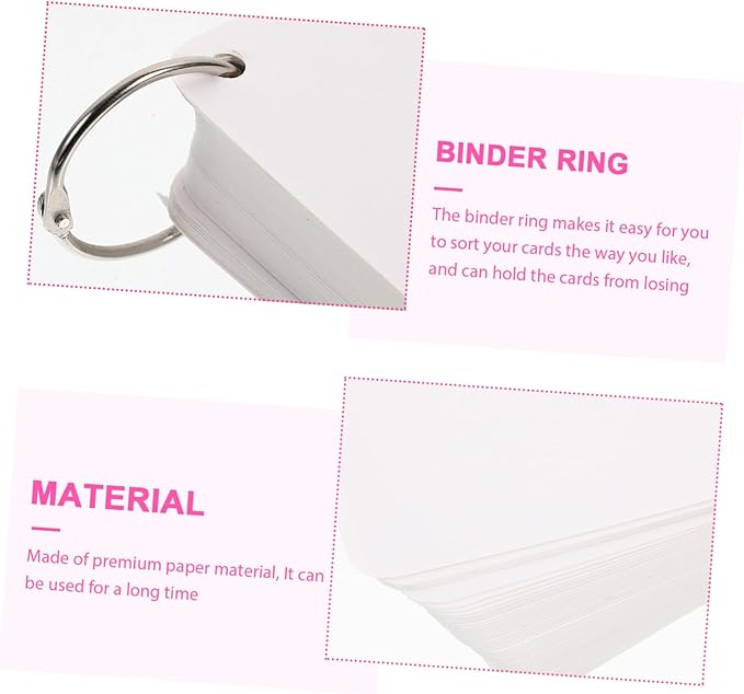 STOBOK Blank Flashcards Index Cards Rings Punched Studying Note Cards Hand Painting Memo