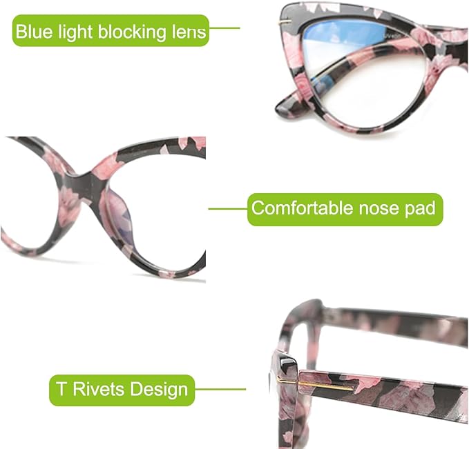 Cat Eye Reading Glasses for Women,Fashion Oversized Ladies Readers(2 Mixed Color,3.00)