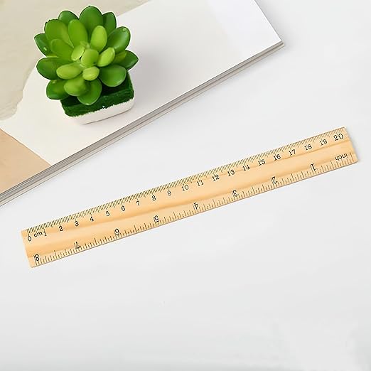 Wooden Ruler Rulers Bulk Wood Measuring Ruler for Students Office School Supplies，Wood Ruler for School, Classroom, Home, and Office (Medium Size, 6)