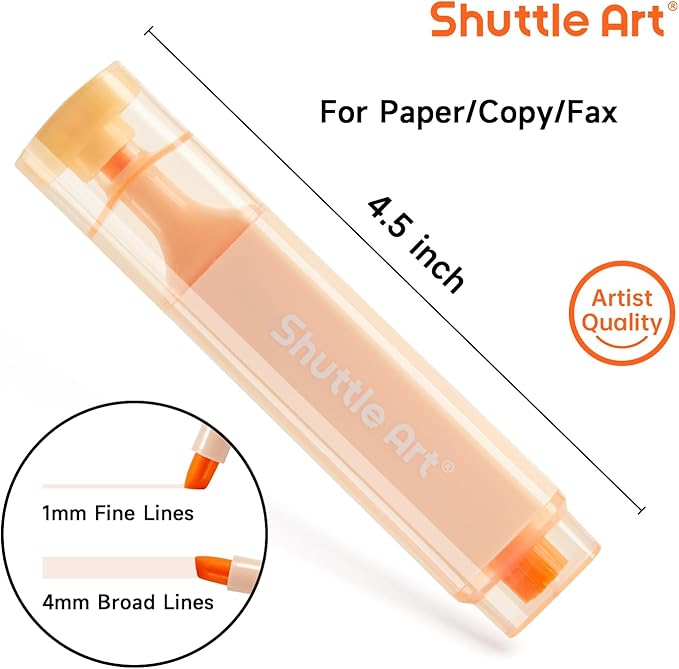Shuttle Art 8 Pastel Highlighters, Assorted Macaron Colors Highlighter Pens, Chisel Tip Dry-Quickly Non-Toxic Highlighter Markers for Adults Teachers Students Highlighting in the Home School Office