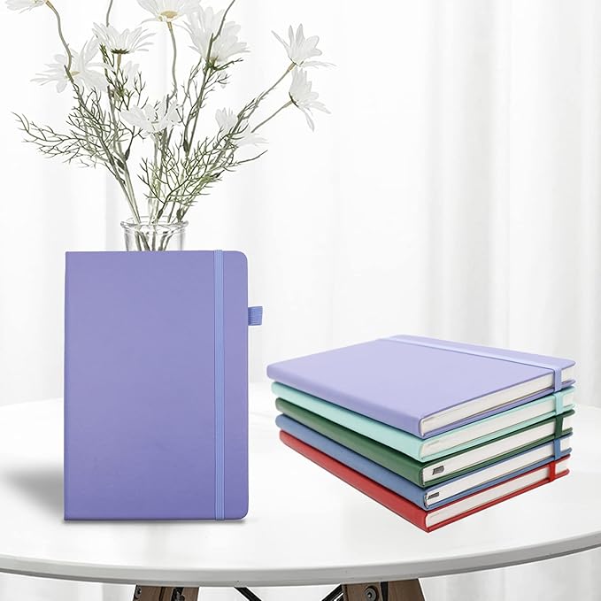 Lined Journal Notebooks with Pen Loop, Hardcover Notebook Journal for Work, 100Gsm Premium Thick Paper with Inner Pocket, Medium 5.7"x8.4", （Purple, Ruled）