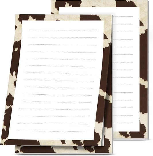 2 Pack Lined Sticky Notes 4x6 in, Cute Self-Stick Notepads with Lines, Large Memo Pads Strong Adhesive for Office, Home Retro Boho Cowhide
