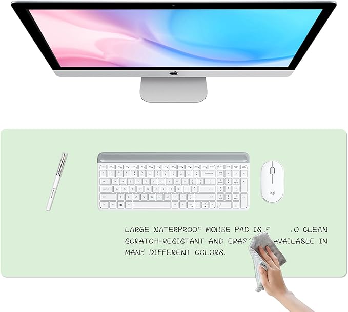 Dry Erase Desk Mat, Waterproof Desk Pad, Erasable Writing White Board for Making Plans, Non-Slip Large Desk Mat, Desktop Dry Erase Board for Office, Home, School (Green-1)