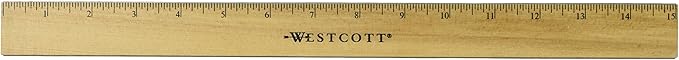 Westcott Ruler with Double Brass Edge, 16ths and Metric, 15-Inch (05225)