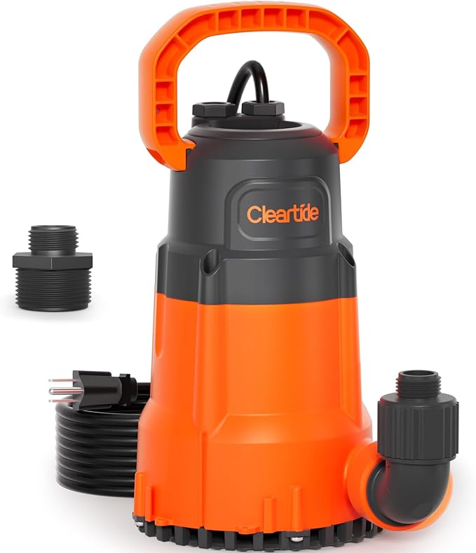Submersible Utility Water Pump, 1/2 HP 3060 GPH Sump Pump, Portable Plug and Work for Pond, Garden Watering, Pool or Hot Tub Water Transfer