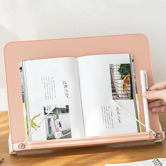 Book Stand for Reading Angle Adjustable Book Holder Tray for School Kids Students Foldable Cookbook Stand Desk Reading Stand with Page Paper Clips for Textbooks Recipe Magazine Laptop Tablet