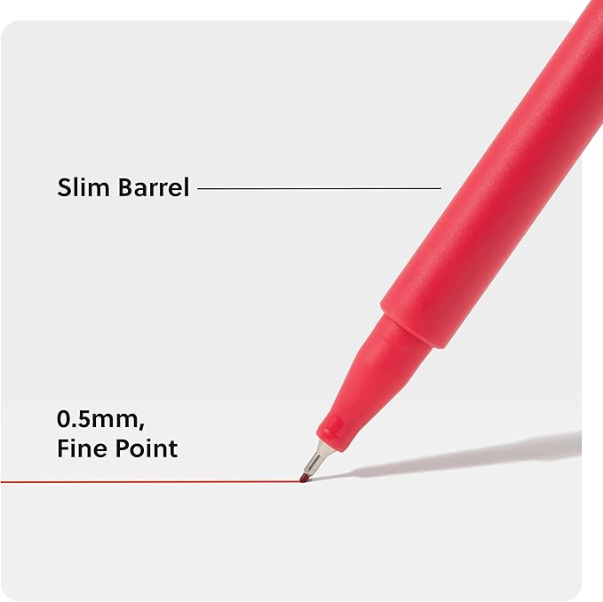U Brands Fine Liners Felt Tip Pens, Set of 24, Fine (0.5 mm) Point, Assorted Colors