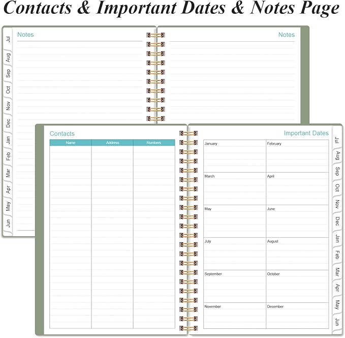 2026-2027 Daily & Monthly Planner - One Page Per Day, Daily Planner 2026 from July 2026 to June 2027, Planner 2026-2027 with 12 Monthly Tabs, 6.4" x 8.5", Green