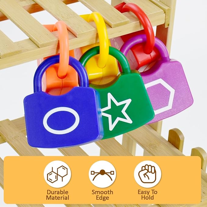 Montessori Toys for 3 Year Old, Lock and Key Toy for Toddler, Color and Shape Matching Game for Preschool Learning Kindergarten Activities