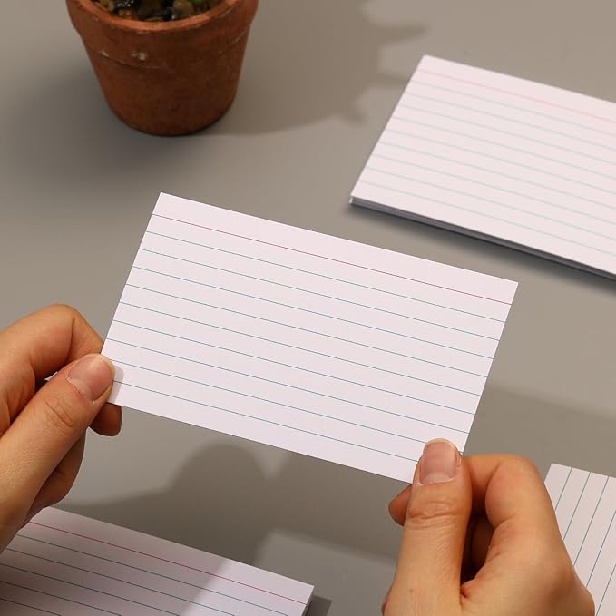 Extra Heavyweight 3x5 Inch Ruled Index Cards, Made of 92lb Weight Thick Paper Ruled Notecards, Double Sided Thick Flash Cards for Note-Taking, Studying, Ideal for School, Home and Office - 100 Count