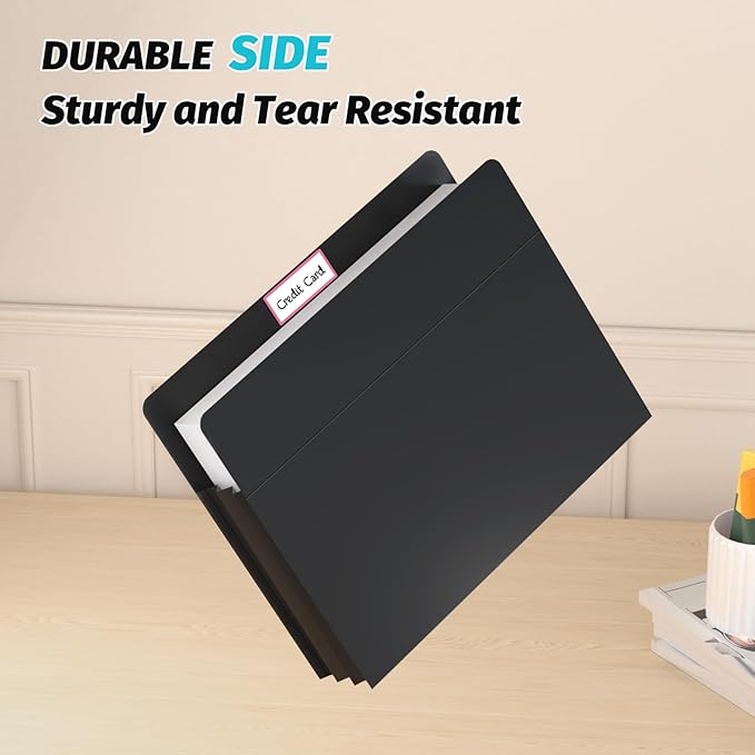 Ansook Expanding File Pockets,Heavy Duty 3.5”Expansion,5 Pack Extra Capacity File Pockets,Letter Size,Poly Folder,with Straight-Cut Tab,Holds 8.5" x 11" documents & Manila Folder
