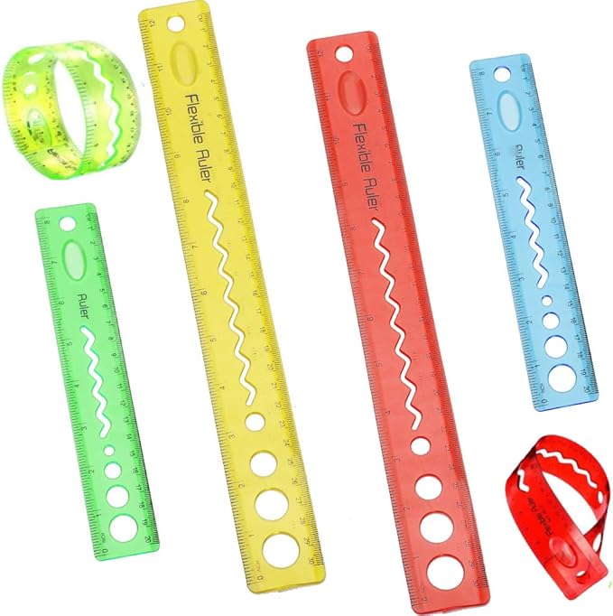 30CM/12inch Unbreakable Clear Rulers Double Scale Bendable Flexible Rubber Rulers Transparent Shatterproof Straight Plastic Ruler,8"/20CM Folding Rulers School,Classroom,Office Kids/Adults(4PCS)