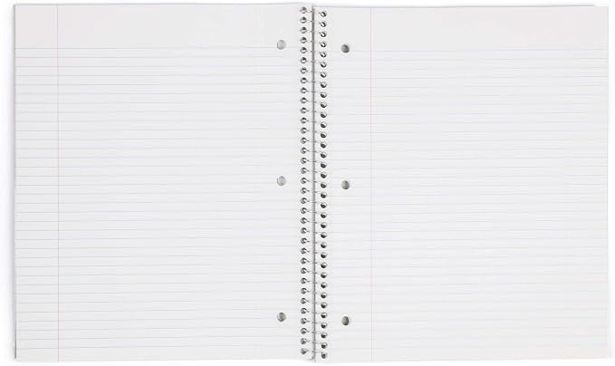 Mintra Office Durable Spiral Notebooks, 1 Subject, (White, College Ruled 12pk), 100 Sheets, Poly Pocket, Moisture Resistant Cover, School, Office, Business, Professional