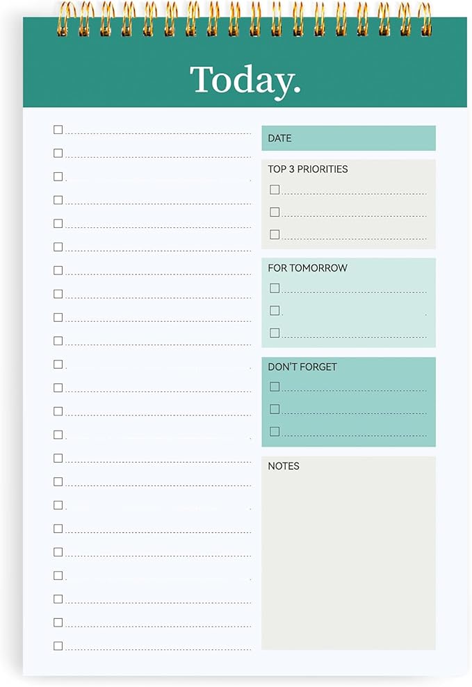 To Do List Notepad - To Do List Notebook for Work with 52 Sheets, 9.8" x 6.5", Undated Daily Planner Perfect for Daily Tasks and Goal Setting, Notepad Suitable for Office, Home & School - Forest Green