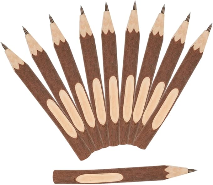 Wooden Ballpoint Pens 17cm Comfortable Grip Natural Tree Bark Biodegradable 10pcs Multi-function Writing Accessories for Office and School Use