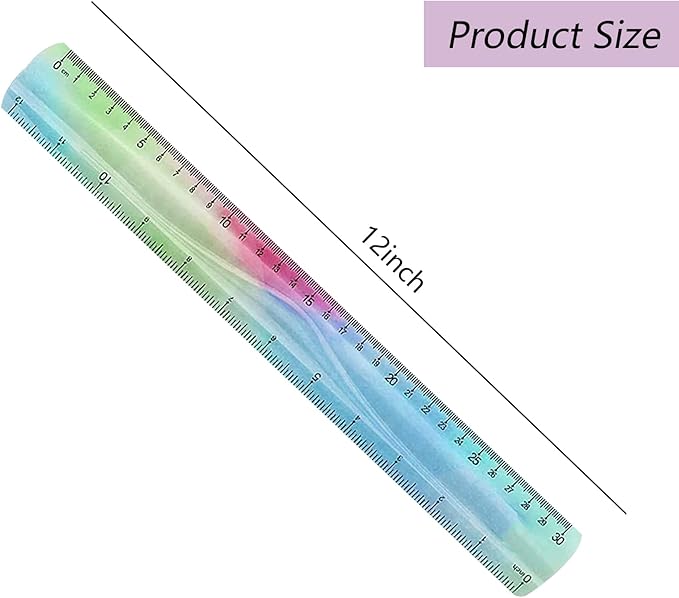 2 Pcs Flexible Ruler 12 Inches Bendable Ruler Soft Ruler for Kids Students Inches and Metric Ruler for Schools, Homes, Offices