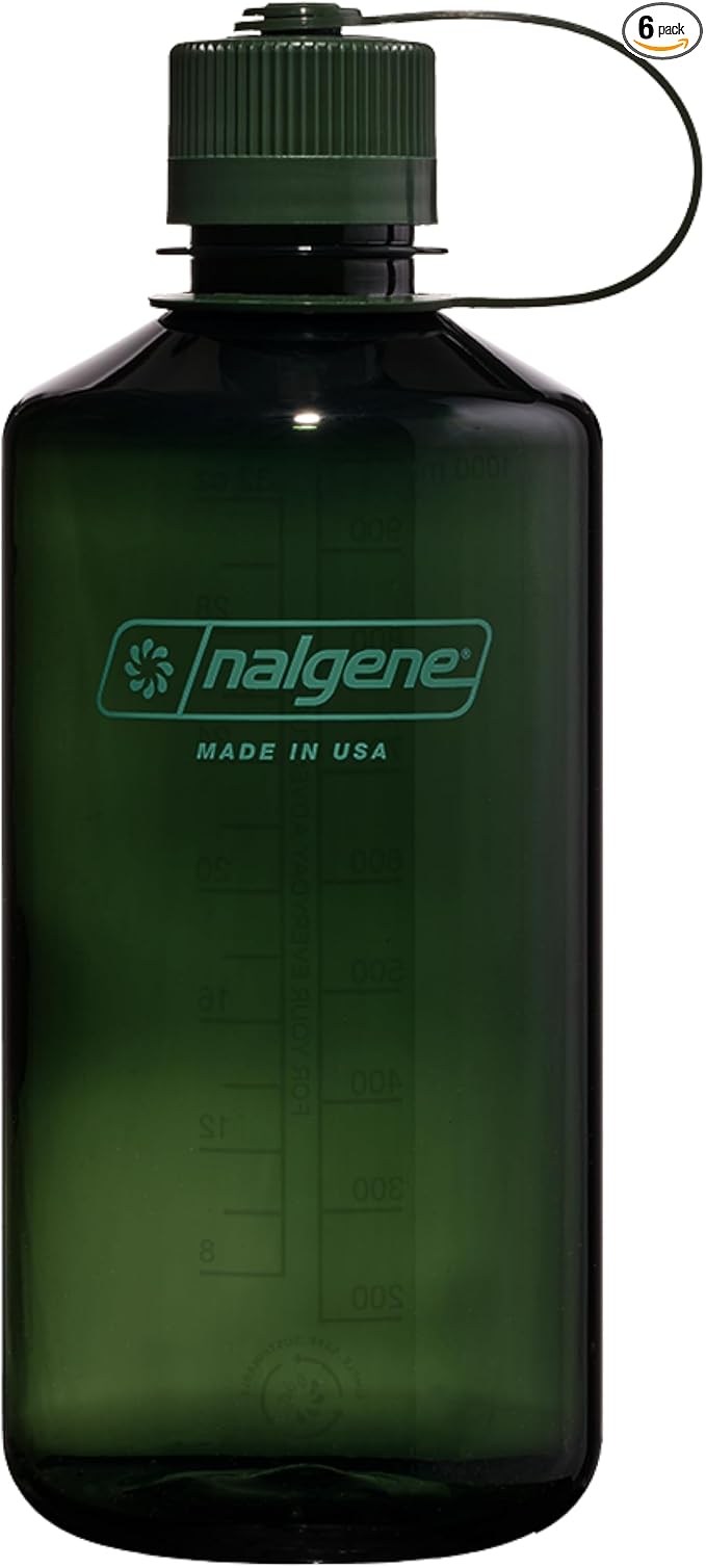 Nalgene Leak Proof Tritan BPA-Free Water Bottle - 32 oz Narrow Mouth - Made in the USA for Outdoor Use & Daily Hydration (Jade) (Pack of 6)