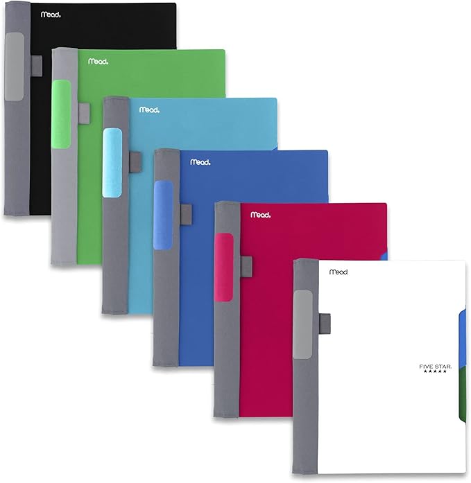 Five Star Advance Spiral Notebooks, 2 Subject, College Ruled Paper, 100 Sheets, 9-1/2" x 6", Assorted Colors, 6 Pack (38642)