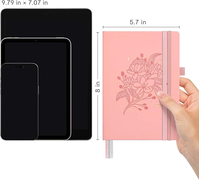 &And Per Se 365 Page Journal – A5 Hardcover Lined Notebook, One Book for the Whole Year, 100gsm Thick Paper, Numbered Pages & 3 Bookmarks, Annual Diary for Daily Writing (Blush)
