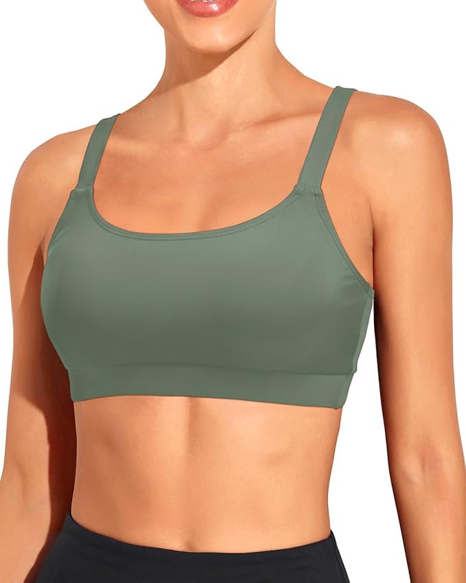 Tempt Me Women Sports Bra Bikini Tops Scoop Neck Bathing Suits Top Padded Swim Crop Tops Only