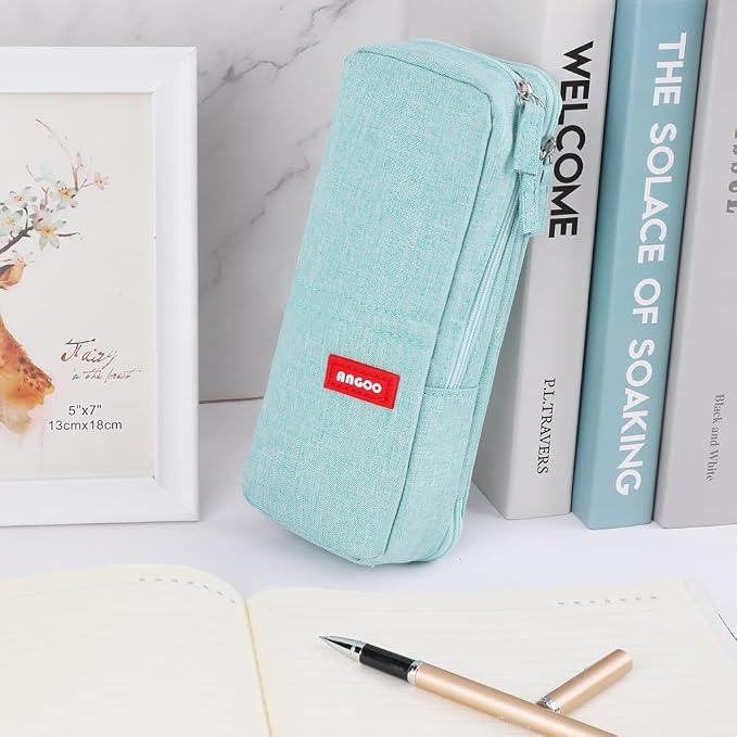 iSuperb Standing Pencil Case 2 Compartments Pencil Pouch Magnetic Mobile Phone Holder Bracket Pen Bag Large Capacity Phone Pouch College Stationery Organizer Storage for Kids Boys Girls