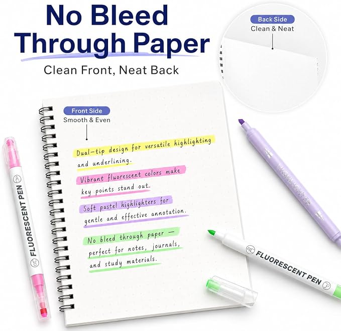 Highlighters, 24 Assorted Colors Highlighters Pens, Broad and Fine Tips Pastel Highlighter Marker Pens, Bible Highlighters No Bleed for Journaling, Students School Office Stationery | Dual Tip Chisel & Fine Point Bible Highlighters Pastel & Vibrant Sha...