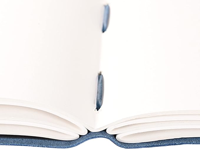 Leather Drawing Journal Daily Travel Diary, Antique Handmade Vintage Bound Rustic Writing Notebook, Genuine Leather Unlined/Blank Cream Paper, Art Sketchbook, 7x10 Inches-Blue