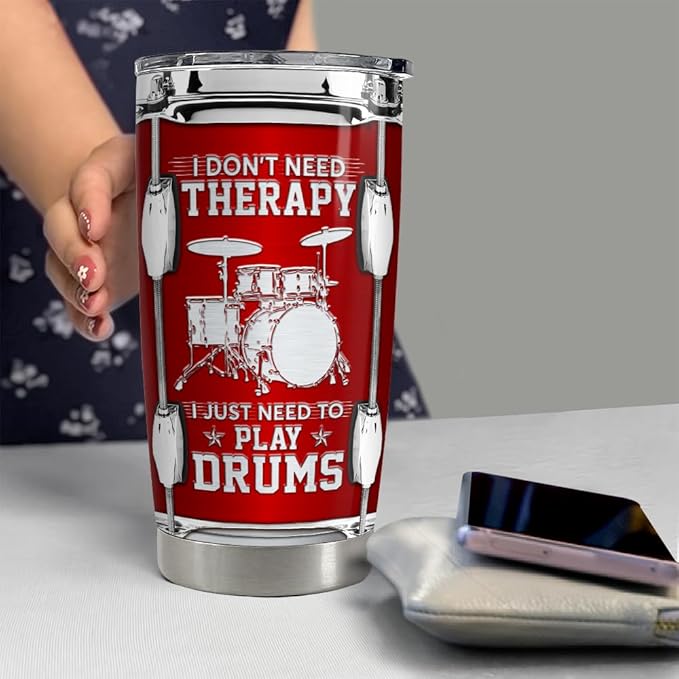 SANDJEST Drummer Tumbler 20oz Stainless Steel Insulated Tumblers Drum Coffee Travel Mug Gift for Drummers